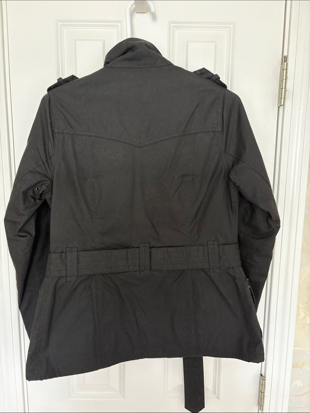 Barbour International Black Waxed Cotton Belted Field Jacket in Biker Style - Picture 14 of 16